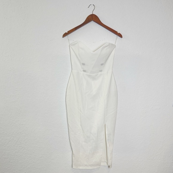 Nookie Solid Bella Strapless Side Slit Jersey Midi Dress - Picture 2 of 11